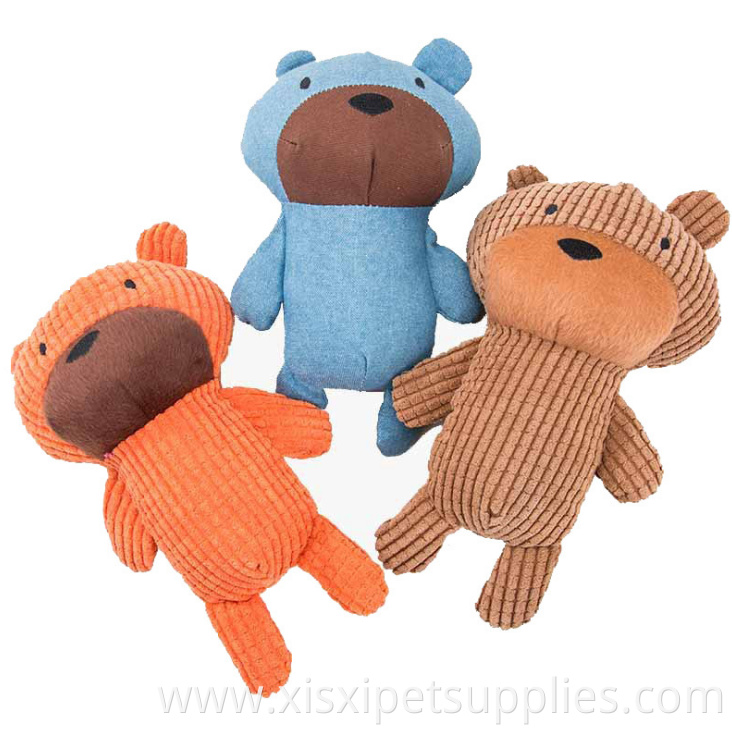 three color bear shape pet plush dog squeaky toy pet products